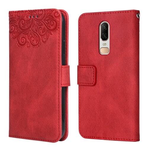 Luxury Leather Case for OnePlus 6 Flower Embossing Wallet Flip Phone Case for OnePlus6 1+6 Cover Card Slot Funda
