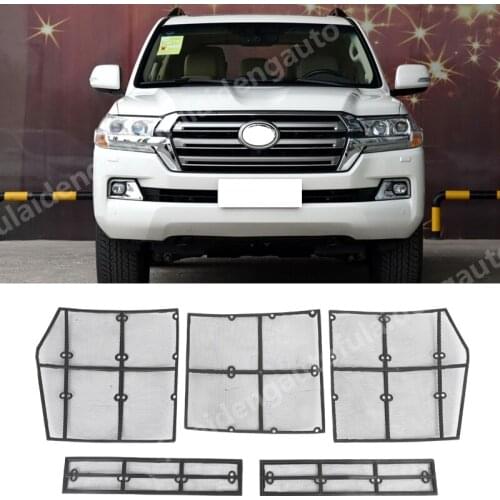 5PCS For Toyota Land Cruiser LC200 2016-2020 Honeycomb Front Grille Mesh Cover Trim Insect Net Car styling