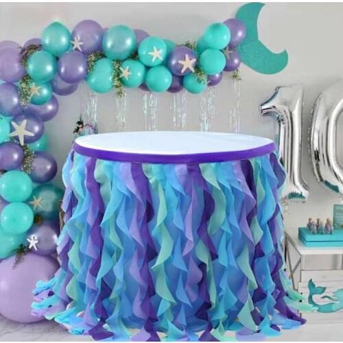 Party Folds Wavy Tablecloth Circumferencer Wedding Banquet Birthday Wicker Table Skirt Christmas Decoration Beach Wedding Table