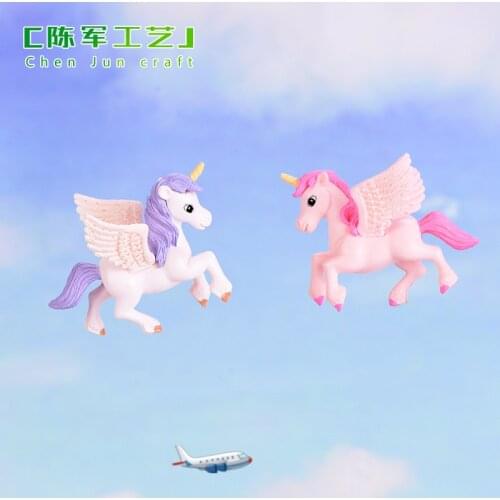 4.2x5.5cm Unicorn Horse Elf Statue Animal Model Figurine Home Ornament Decor Miniature Craft DIY Garden Fairy Decoration