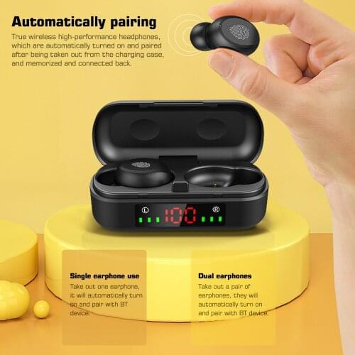 TWS True Wireless Bluetooth V5.0 Earphones Gaming Music Headphones Earbuds Sports Touch Control Headset with Mic LED Display