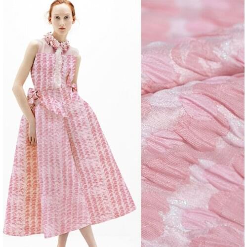 140CM Wide 300G/M Weight Sweet Pink Jacquard Acrylic Polyester Fabric for Spring and Autumn Dress Jacket E483