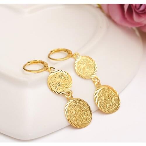 Bangrui coin drop Earrings for Women/Girls Gold Color Earing Jewelry Gifts African,Indonesia,Nigeria,Congo,Arab Earring Muslim