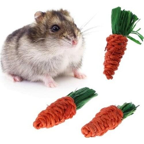 High Quality Cute Adorable Pet Chew Toy Straw Carrot For Hamster Guinea Rabbit Rat Animal Supplies Maize Pets Huisdier Speelgoed