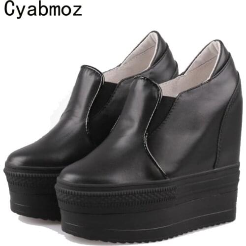 Cyabmoz Women Genuine leather height increasing Shoes High heels Platform Woman Pumps Zapatos mujer Tenis feminino Party Shoes