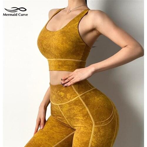 Mermaid Curve Fitness Bra Sexy Back Cross Women Shockproof Gather Sports Bra High Support Quick-Drying Running Yoga Gym Bra
