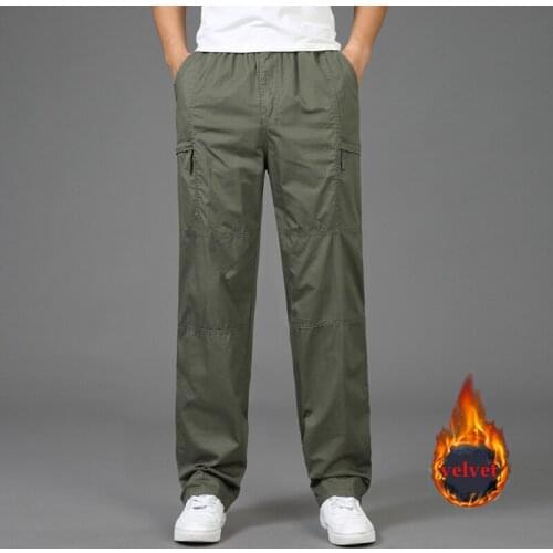 Winter New Trousers Men 2020 Zipper Plus Velvet Pants Mens Work Pants Plus Size Casual Cotton Comfortable Plus Size Pants
