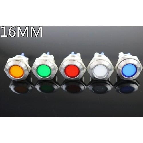 1PCS 24V 220V 16mm metal indicator light signal lamp LED lamp waterproof stainless steel