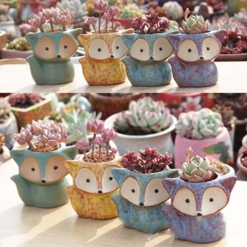 1pcs 4 Colour Ceramic Animal Plant Pot Cute Mini Pot Succulent Small Flower Pots Cartoon Planter Home Desktop Decoration