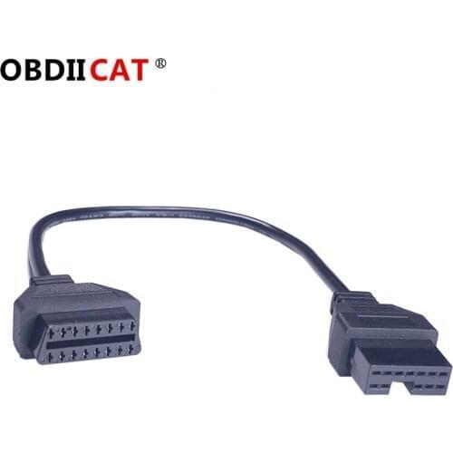 10Pcs/lot 12Pin OBD2 Cable Connector to 16 Pin for M-its-ubishi 12 Pin OBD Adapter OBD II Cable Diagnostic Cable