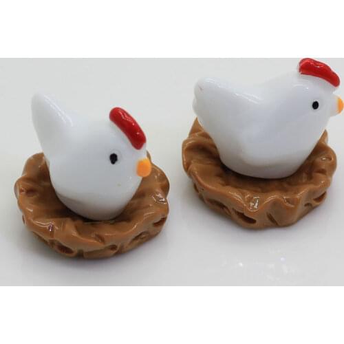 100/50p Mini Flatback Resin Craft Micro Chicken Eggs Figurines Miniature Garden Decor Bonsai Terrarium Supplies Micro Landscape