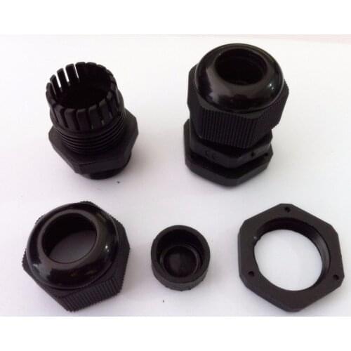 100PC PG7 PG9 PG11 PG13.5 PG16 PG19 Black Waterproof Cable Gland Wire Connector For Cable Ranges From 3.5-15mm