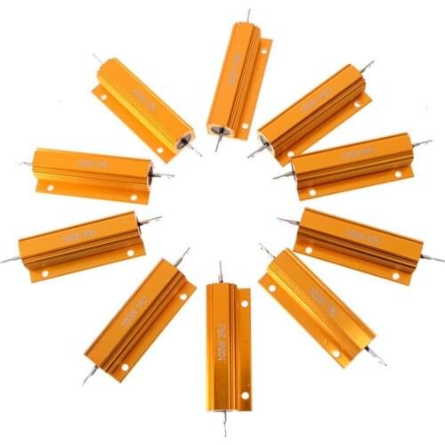 2pcs/lot 1R 1Ohm 100W Watt Wirewound Aluminum Power Metal Shell Case Resistance Resistor