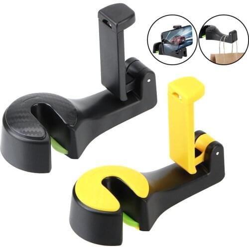 2 In 1 Car Seat Back Storage Hook Cell Phone Stand Trash Bag Hanger Trunk Organizer Clips Automobile Accessories Auto Fasteners
