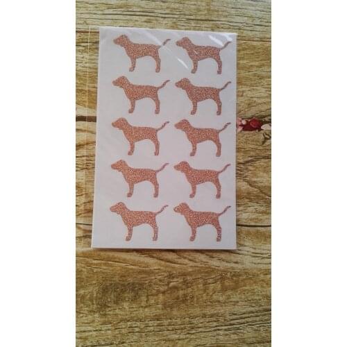 3.8x2.4cm Rose gold glitter dog sticker