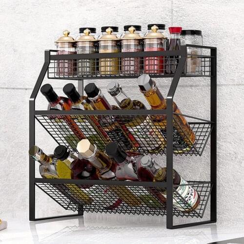 3 Tier Multipurpose Storage Rack Kitchen Spice Sauce Storage Cabinet Stand Bedroom Storage Racks Stackable Shlef Organizer