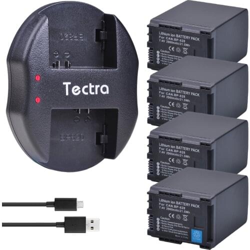 4Pc BP-828 2900mAh BP 828 BP 828 Batteries + Dual Charger for Canon VIXIA GX10, XF400, XF405 HFG20, HFG30, HFG40, HFM41, HFM400