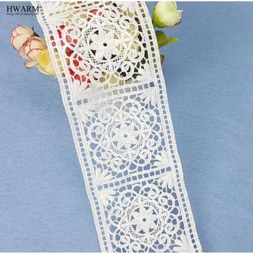 4yard white african lace fabric trim wedding decoration New high-quality white water-soluble lace hot-selling hollow milk silk