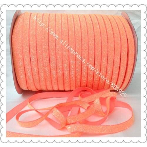 50yards/lot) Non - stretch 1.5" Frosted Neon Orange Glitter Ribbon