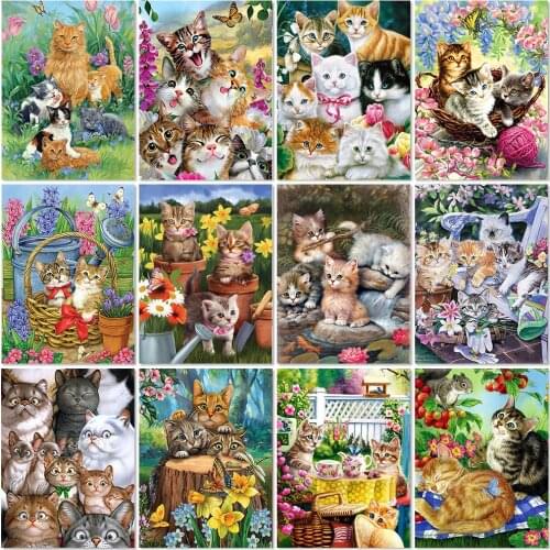 5D Diy Diamond Painting Cat And Butterfly Cross Stitch Diamond Embroidery Animals Rhinestones Art Gift Picture Kits Wall Decor