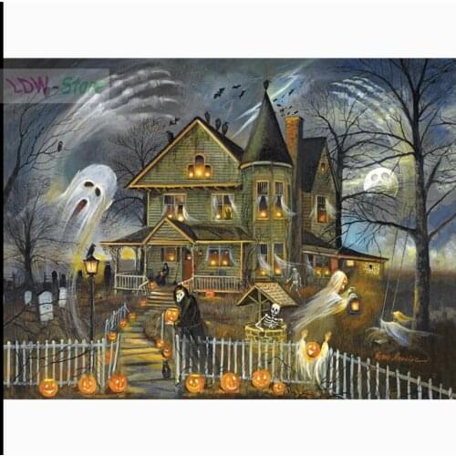 Full Square&round 5D DIY Diamond Painting Halloween gift,ghost & castle Diamond Embroidery Cross Stitch Mosaic Sticker NEW491