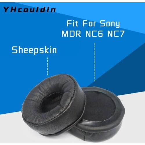 Sheepskin Earpads for Sony MDR NC6 NC7 Headphone Accessaries Replacemnt Ear Cushions Pads Genuine Real Leather Memory Foam