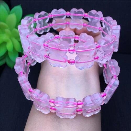 Crystal Natural Ice-like Pink Crystal Bracelet Pink rose quartz Crystal Manual Hand Bracelets Womens Accessories