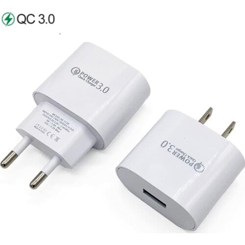 QC 3.0 Quick Charger 18W USB 3.0 Wall Fast Charger For iPhone 12 Samsung Xiaomi Huawei EU US Mobile Phone Charger Power Adapter