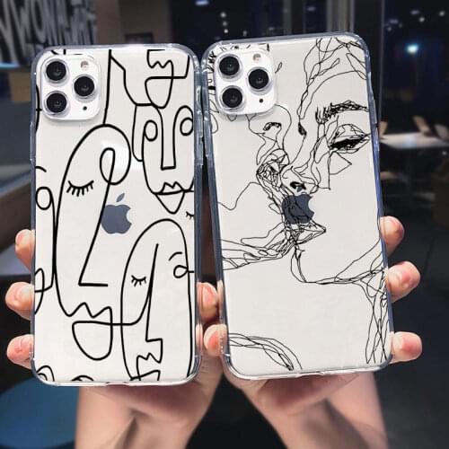 Funny Face Abstract Cartoon Soft TPU Clear Phone Case for iPhone 12 Pro Max 11 Pro MAX SE 2020 6s 7 8 Plus XS XR XS Max Cover
