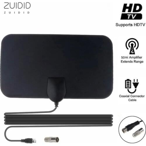 210*120 HD Digital Mini TV Antenna Multi-Directional Paste Type 3M Cable Length Universal Europe America