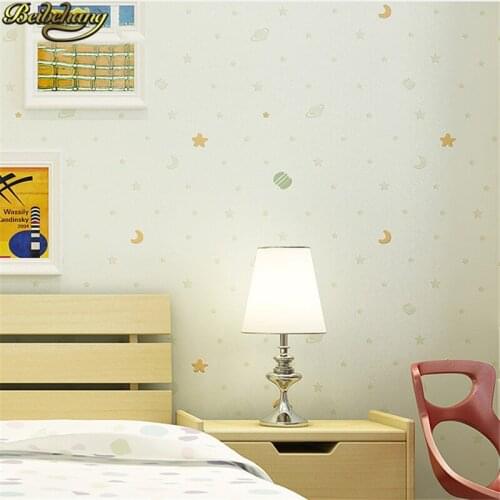 Beibehang Children sprinkle gold stars wallpaper for walls 3 d Bedroom boys girls baby living room decoration 3D moon wall paper