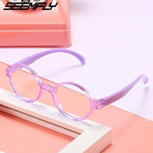 Seemfly Children Glasses Flexible Safe Eyeglasses Plain Mirror Silicone Soft Baby Anti Blue Light Computer Goggle Kids Eyewear