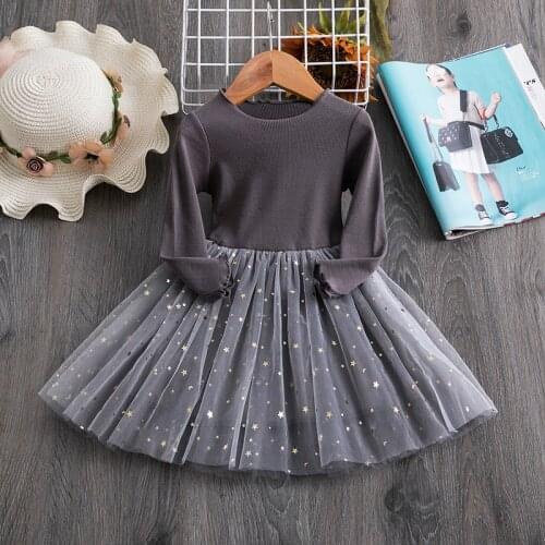 Toddler Baby Girls Long Sleeve Dress Sequin Mesh Princess Tutu Clothes Kids Children Spring Winter 1 2 3 4 Year Elegant Clothes