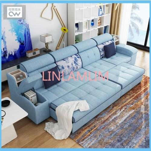 Linen fabric sofa bed living room furniture couch/velvet cloth sofa bed living room sofa bed sectional multifunctional