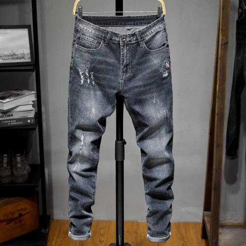 High Quality Denim Pants Male New Young Mens Fashion Jeans Casual Stretch Slim Skinny Jeans Men