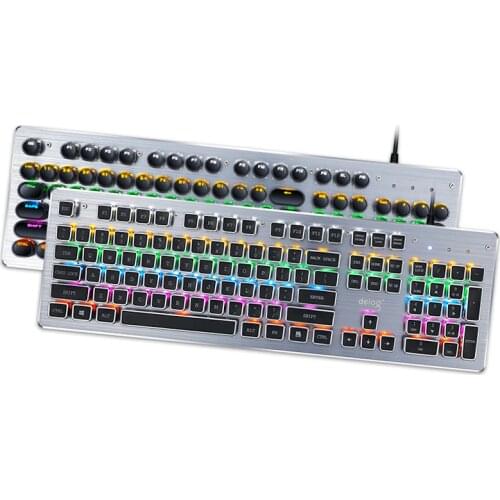 Gaming Mechanical Keyboard USB Wired Anti-ghosting Metal Panel Colorful Backlight Keyboard Crystal Plating Keys Russian Sticker