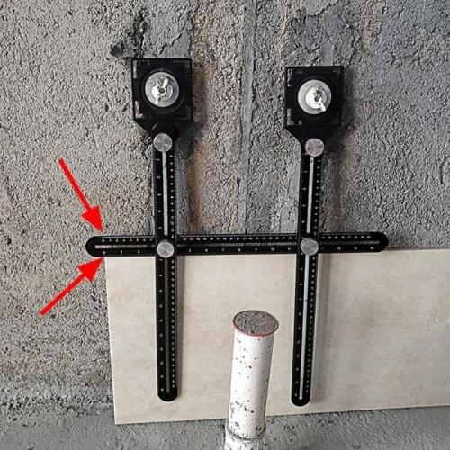 Glass Punching Tool Multi Angle Measuring Six-fold Ruler Positional Locator Universal Trepanning Lineation Tile Aluminum Alloy