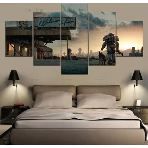 Natividad 5 Piece Canvas Artwork Fallout 4 Game Print Painting Modern Pictures Posters No Frame Living Room Bedroom Decoration