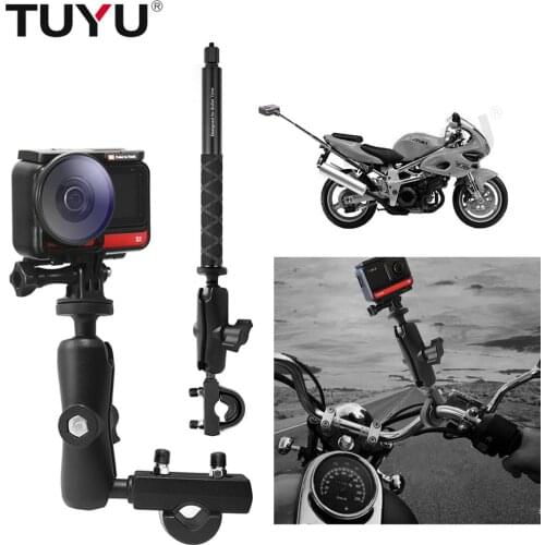 TUYU Motorcycle Bicycle Camera Holder Handlebar Clamp Mount Bracket Stand For Insta360 One R X2 GoPro Invisible Selfie Accessory
