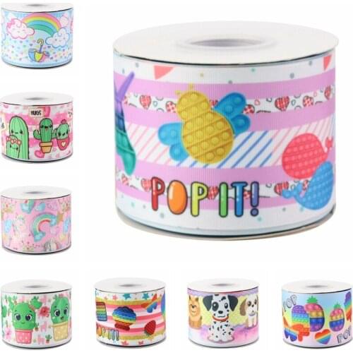 HSD Ribbon free shipping 3" 75mm heat transfer printed Denim fabric series Grosgrain Ribbon 50Yards per Roll