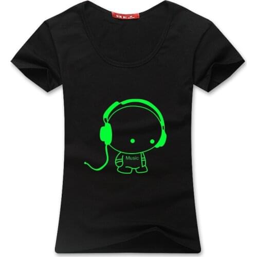 Girl Summer Noctilucent Short sleeved clothes students clothing dance night shining clothing ghost dance Headset Male