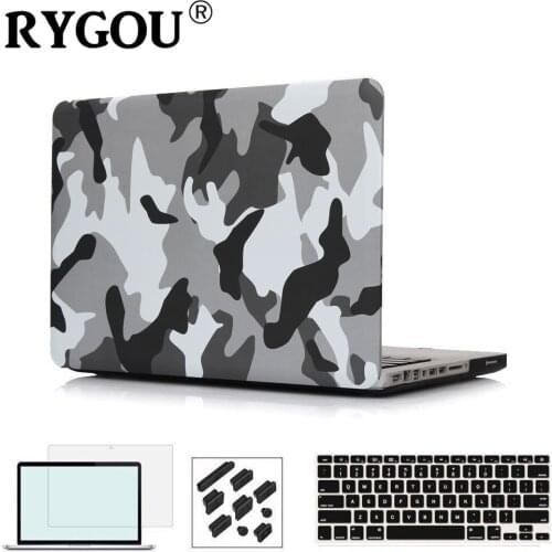 RYGOU Camouflage Pattern Matte Cover with Keyboard Skin Screen Protector for Macbook Air Pro Retina 11 12 13 15 inch Laptop Case
