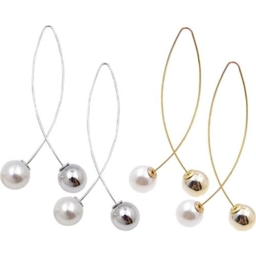 Fashion Korean Version Of The New Jewelry Fork-shaped Pearl Long Earrings Creative Wild Simple And Generous Temperament Earrings