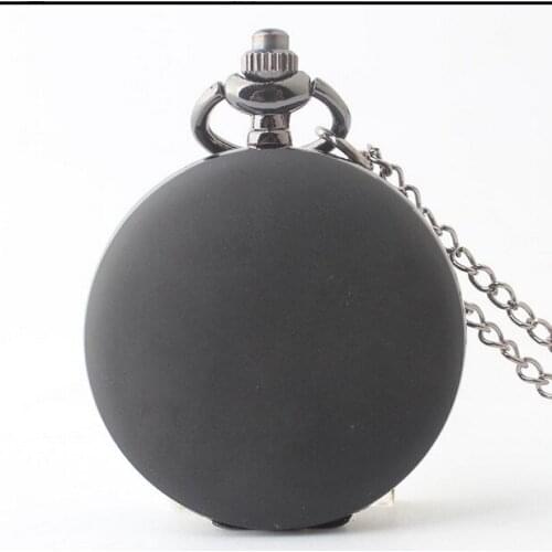 Fashion Vintage Charm Black Steampunk Pocket Watch Men Women Necklace Pendant Clock Chain With Gift PN287