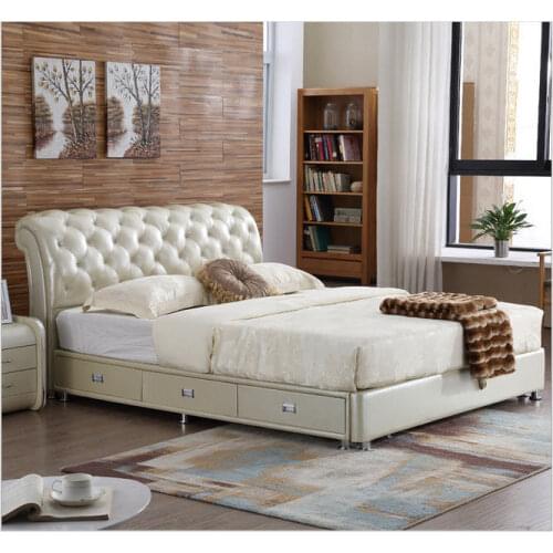 Real Genuine leather bed frame Soft Beds Home Bedroom Furniture camas lit muebles de dormitorio yatak mobilya quarto bett