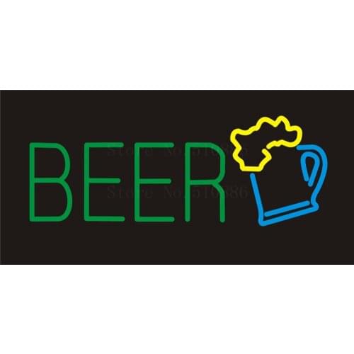 NEON SIGN For Beer Cup Real GLASS Tube BEER BAR PUB Restaurant Signboard store display Decorate Store Shop Light Signs 17*14"
