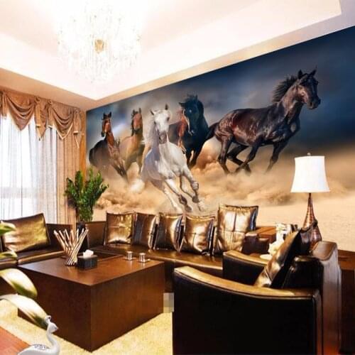 New Custom Photo Modern Hores Wallpaper Canvas Wall Mural Animal Backdrop Wall Covering Living Room Home Decor