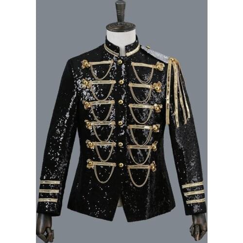 New Arrival Hot Black Shiny Host costume Men Suit Jacket Casual Fashion Slim Fit Suit Stage costume Single Breasted Jacket