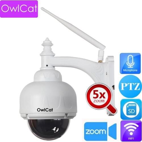 OwlCat Outdoor Street Waterproof WiFi PTZ Dome IP Camera Wireless Smart Wi-Fi Camera 5X Zoom Audio Talk SD CCTV Surveillance Cam