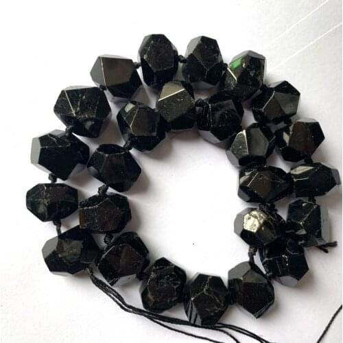 Oval faceted black tourmaline beads natural stone beads DIY loose beads for jewelry making strand 15" wholesale